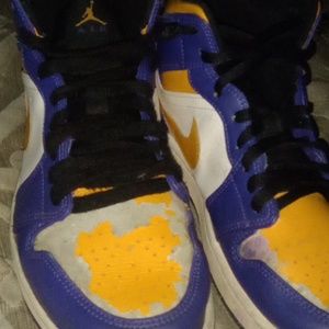 Jordan's yellow and purple size 11.5